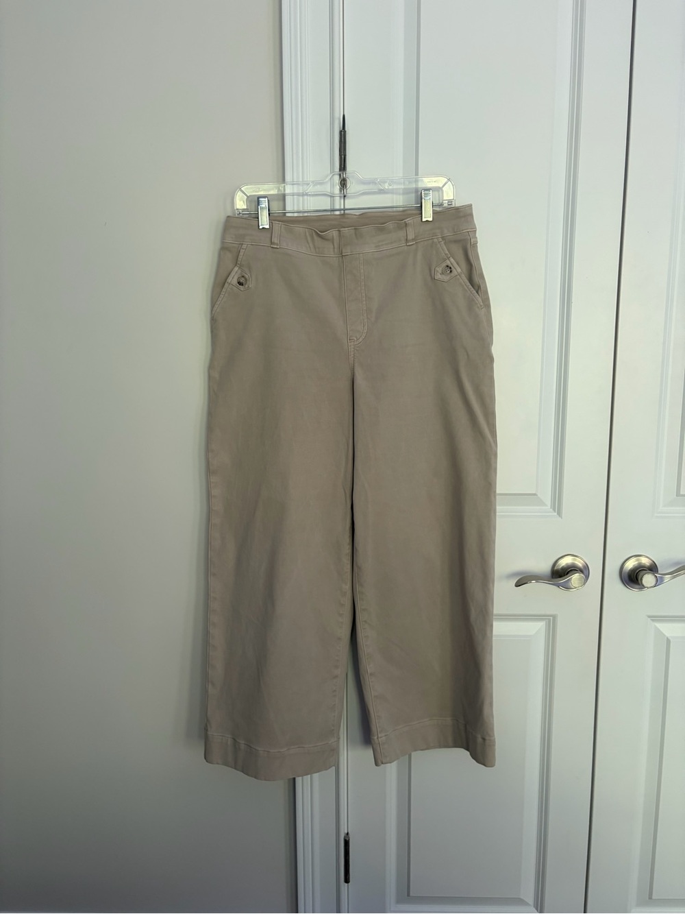 SPANX Wide-Leg Chinos in Light Tan